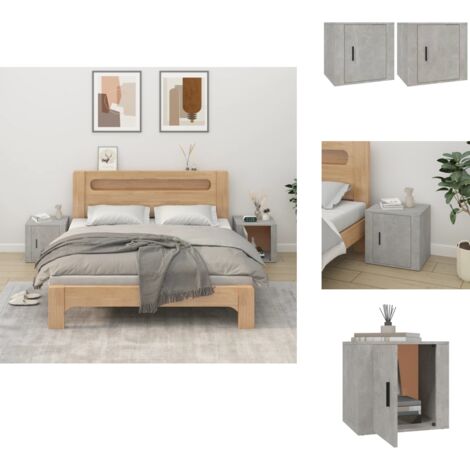 Nachttische 2 Stk. Betongrau 50x39x47 cm - Beton Grau Nachttisch - Holzwerkstoff Möbel - Wohnzimmer Dekoration - Schlafzimmer Einrichtung - Kommoden