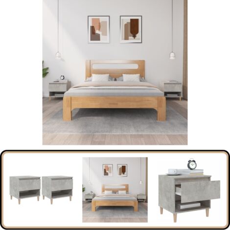 Nachttische 2 Stk. Betongrau 50x46x50 cm Holzwerkstoff - Beton Tisch - Nachttisch Grau - Wohnzimmer Deko - Holz Sideboard - Kommode