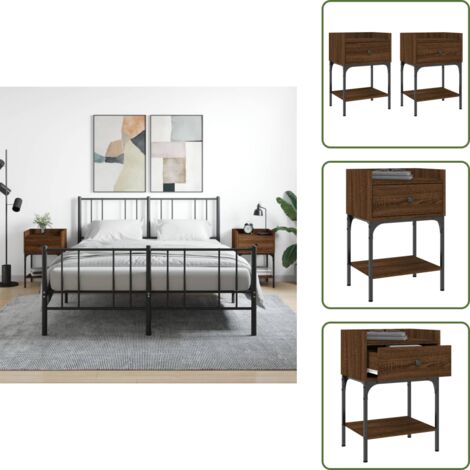 Nachttische 2 Stk. Braun Eichen-Optik 40,5x31x60 Holzwerkstoff - Nachttische - Holznachtschränke - Eiche Optik - Wohnzimmermöbel - Schlafzimmerschreibtisch