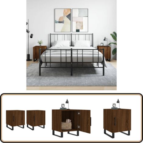 Nachttische 2 Stk. Braun Eichen-Optik 40x40x50 cm Holzwerkstoff - Nachttisch - Holznachtschränke - Eiche - Wohnzimmermöbel - Beistelltisch