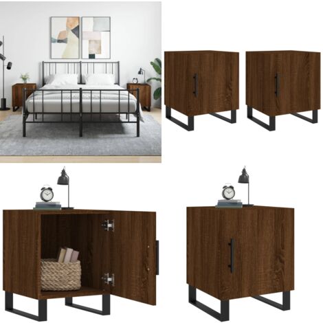 Nachttische 2 Stk. Braun Eichen-Optik 40x40x50 cm Holzwerkstoff - Nachttisch - Holznachtschränke - Eiche - Wohnzimmermöbel - Beistelltisch - Home & Living