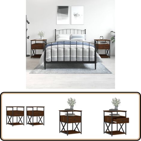 Nachttische 2 Stk. Braun Eichen-Optik 40x42x55 cm Holzwerkstoff - Nachttisch - Holznachtttisch - Eiche Nachttisch - Esszimmer Tisch - Couchtisch