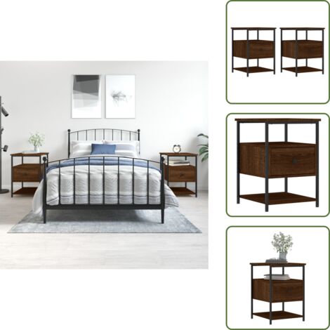 Nachttische 2 Stk. Braun Eichen-Optik 40x42x56 cm Holzwerkstoff - Nachttische - Holzwerkstoff - Eiche Optik - Braun - Wohnzimmer