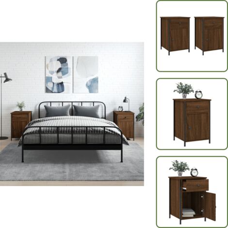 Nachttische 2 Stk. Braun Eichen-Optik 40x42x60 cm Holzwerkstoff - Nachttisch - Holznachtttisch - Eiche Tisch - Wohnzimmermöbel - Schlafzimmerschreibtisch