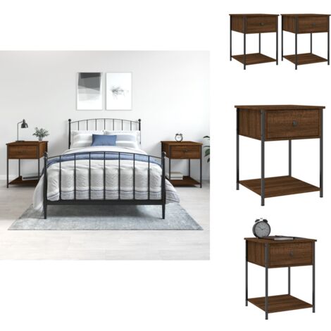 Nachttische 2 Stk. Braun Eichen-Optik 44x45x58 cm Holzwerkstoff - Nachttische - Holzwerkstoff - Eiche Optik - Wohnzimmermöbel - Schlafzimmermöbel