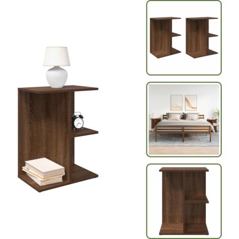 Nachttische 2 Stk. Braun Eichen-Optik 46,5x29x61 Holzwerkstoff - Nachttisch - Nachttischschränke - Nachtschrank - Bettschrank