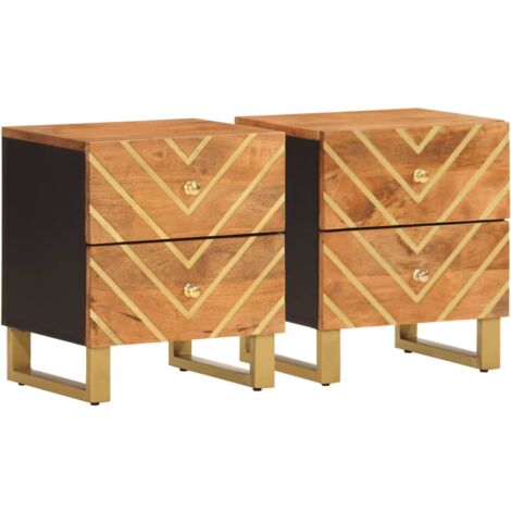 Nachttische 2 Stk. Braun und Schwarz Massivholz Mango vidaXL