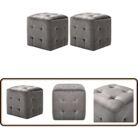 Nachttische 2 Stk. Grau 30x30x30 cm Samtstoff - Nachttisch - Grau - Samt - Wohnraum Dekoration - Wohnzimmer Möbel