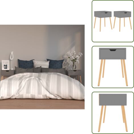 Nachttische 2 Stk. Grau 40x40x56 cm Holzwerkstoff - Nachtisch - Grau - Wohnzimmermöbel - Holzwerkstoff - Nachttische Set