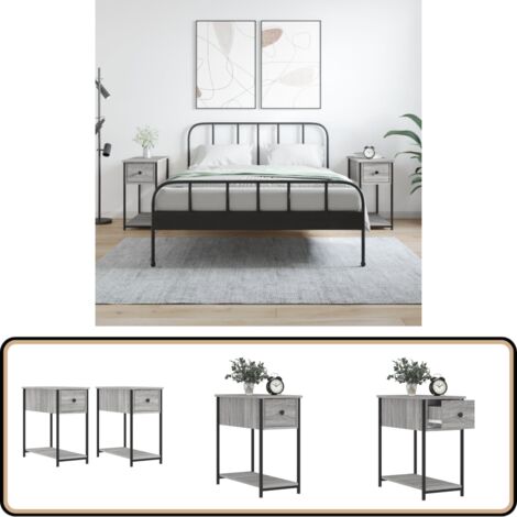 Nachttische 2 Stk. Grau Sonoma 30x60x60 cm Holzwerkstoff - Nachttische - Grau - Holzmöbel - Schlafzimmermöbel - Kommode
