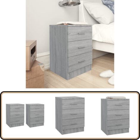 Nachttische 2 Stk. Grau Sonoma 38x35x56 cm Holzwerkstoff - Nachttisch - Grau - Holzmöbel - Wohnraumgestaltung - Schublade