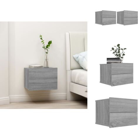 Nachttische 2 Stk. Grau Sonoma 40x30x30 cm Holzwerkstoff - Nachttisch - Grau - Wohnzimmer Dekoration - Wandmontage - Kommode