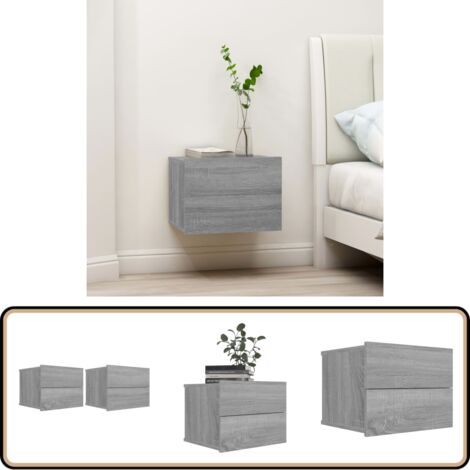 Nachttische 2 Stk. Grau Sonoma 40x30x30 cm Holzwerkstoff - Nachttisch - Grau - Wohnzimmer Dekoration - Wandmontage - Kommode