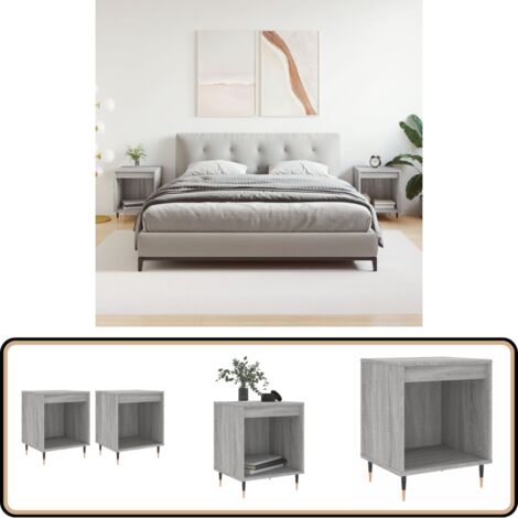 Nachttische 2 Stk. Grau Sonoma 40x35x50 cm Holzwerkstoff - Nachttisch - Beistelltisch - Wohnzimmermöbel - Grau - Holzmöbel