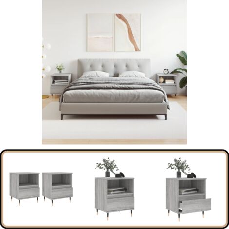 Nachttische 2 Stk. Grau Sonoma 40x35x50 cm Holzwerkstoff - Nachttisch - Kommode - Wohnzimmermöbel - Schlafzimmerschreibtisch - Grau Sonoma