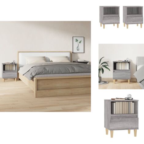 Nachttische 2 Stk. Grau Sonoma 40x35x50 cm - Nachttisch - Grau - Wohnzimmer - Esszimmer - Schlafzimmer