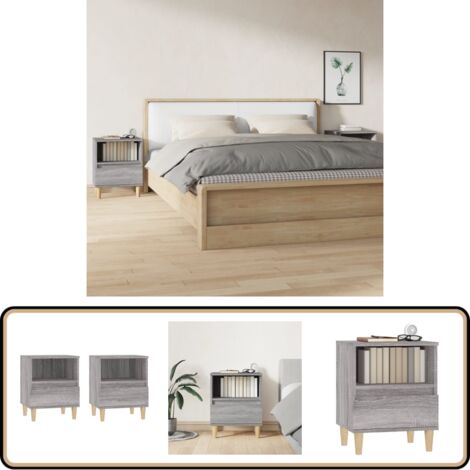Nachttische 2 Stk. Grau Sonoma 40x35x50 cm - Nachttisch - Grau - Wohnzimmer - Esszimmer - Schlafzimmer