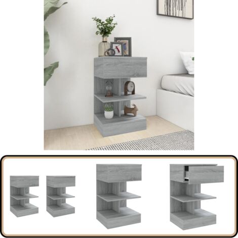 Nachttische 2 Stk. Grau Sonoma 40x35x65 cm Holzwerkstoff - Nachttische - Grau - Wohnzimmer - Möbel - Holzwerkstoff