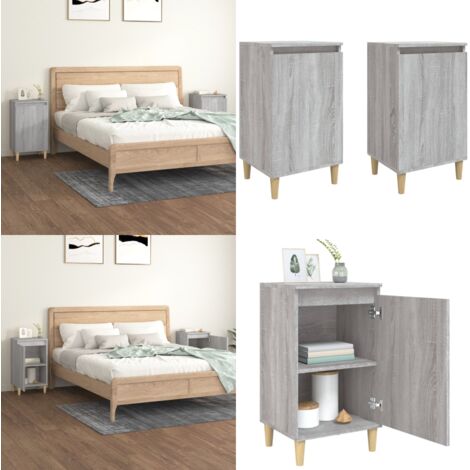 Nachttische 2 Stk. Grau Sonoma 40x35x70 cm Holzwerkstoff - Nachttisch - Grau - Wohnzimmer - Esszimmer - Schlafzimmmer - Home & Living