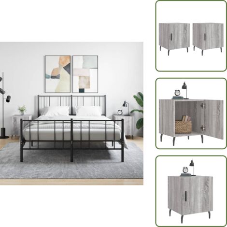 Nachttische 2 Stk. Grau Sonoma 40x40x50 cm Holzwerkstoff - Nachttisch - Beistelltisch - Wohnzimmermöbel - Grau - Holzmöbel