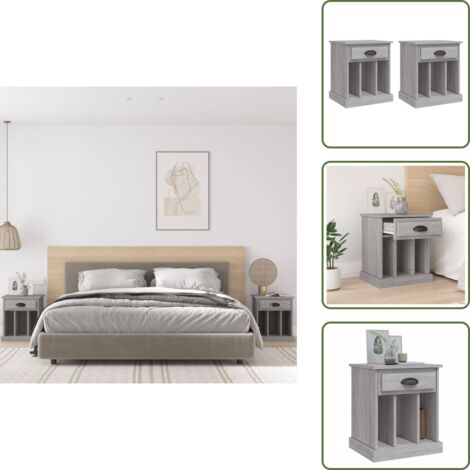 Nachttische 2 Stk. Grau Sonoma 43x36x50 cm - Nachttisch - Grau - Wohnzimmer - Schlafzimmereinrichtung - Holzwerkstoff
