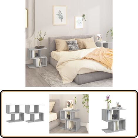 Nachttische 2 Stk. Grau Sonoma 50x30x51,5 cm Holzwerkstoff - Nachttisch - Grau - Wohnzimmer - Schlafzimmerschränke - Holzwerkstoff