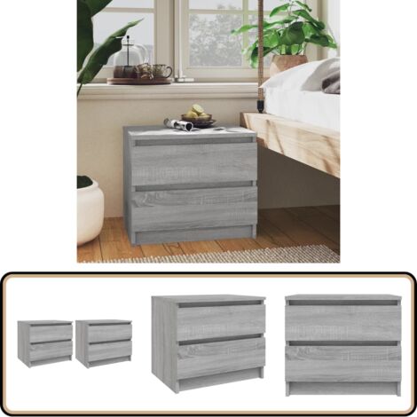 Nachttische 2 Stk. Grau Sonoma 50x39x43,5 cm Holzwerkstoff - Nachtkastje - Nachttisch - Grau - Wohnzimmer - Schlafzimmer