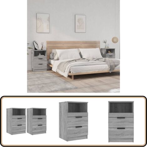 Nachttische 2 Stk. Grau Sonoma Holzwerkstoff - Nachttisch - Wohnzimmer Dekoration - Grau - Holzmöbel - Kommode