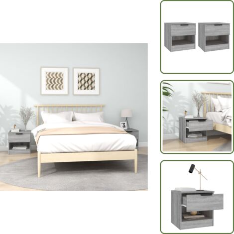 Nachttische 2 Stk. Grau Sonoma Holzwerkstoff - Nachttische - Grau - Wohnzimmer Dekoration - Holzwerkstoff Möbel - Beistelltisch