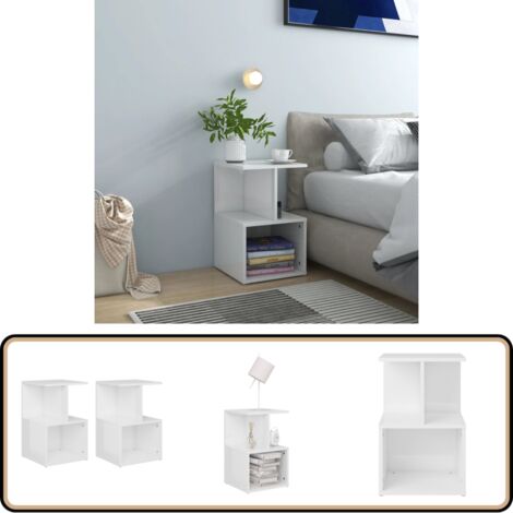 Nachttische 2 Stk. Hochglanz-Weiß 35x35x55 cm Holzwerkstoff - Nachttisch - Wohnzimmer - Möbel - Weißes Möbel - Holzwerkstoff