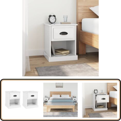 Nachttische 2 Stk. Hochglanz-Weiß 39x39x47,5 cm Holzwerkstoff - Nachttisch - Holzwerkstoff - Weiß - Wohnraum - Schlafzimmer