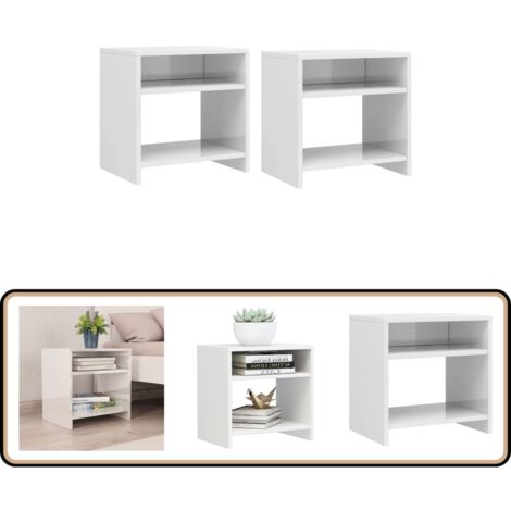 Nachttische 2 Stk. Hochglanz-Weiß 40x30x40 cm Holzwerkstoff - Nachtschrank - Nachttisch - Holzwerkstoff Möbel - Weißes Bettzeug - Wohnzimmerstil