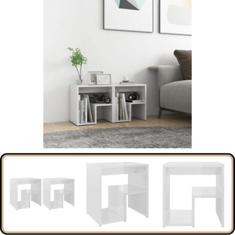 Nachttische 2 Stk. Hochglanz-Weiß 40x30x40 cm Holzwerkstoff - Nachttische - Holzwerkstoffe Möbel - Weißes Wohnzimmer - Wohnraum Deko - Kommode