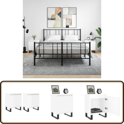 Nachttische 2 Stk. Hochglanz-Weiß 40x30x50 cm Holzwerkstoff - Nachtschränke - Wohnzimmer Dekoration - Holzwerkstoffeinrichtungen - Weiße Möbel - Kommode