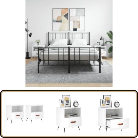Nachttische 2 Stk. Hochglanz-Weiß 40x35x47,5 cm Holzwerkstoff - Nachtschränke - Wohnzimmerdeko - Möbel Online Kaufen - Holznachtschränkchen - Weißer Nachttisch