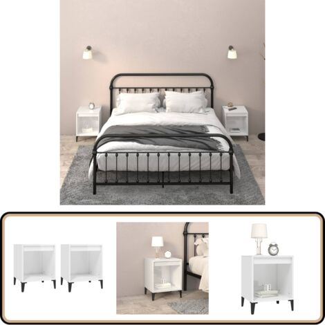 Nachttische 2 Stk. Hochglanz-Weiß 40x35x50 cm - Nachttische - Wohnzimmer Möbel - Schlafzimmermöbel - Weißer Nachttisch - Holzmöbel