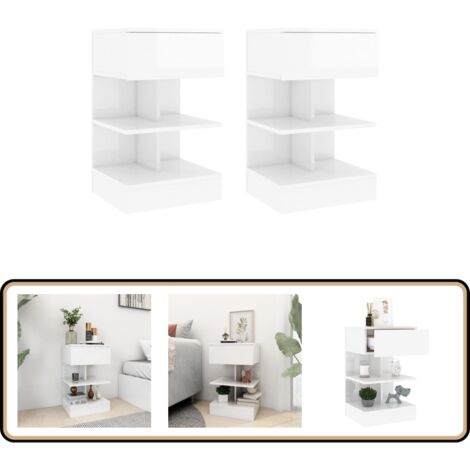 Nachttische 2 Stk. Hochglanz-Weiß 40x35x65 cm - Nachttisch - Wohnzimmer Dekoration - Holzwerkstoff Möbel - Weißes Möbelstück - Kommode