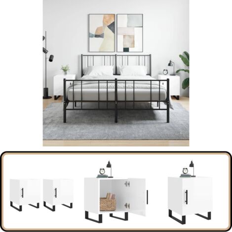 Nachttische 2 Stk. Hochglanz-Weiß 40x40x50 cm Holzwerkstoff - Nachttisch - Holznachtschränke - Wohnzimmermöbel - Schlafzimmerschränke - Sideboard