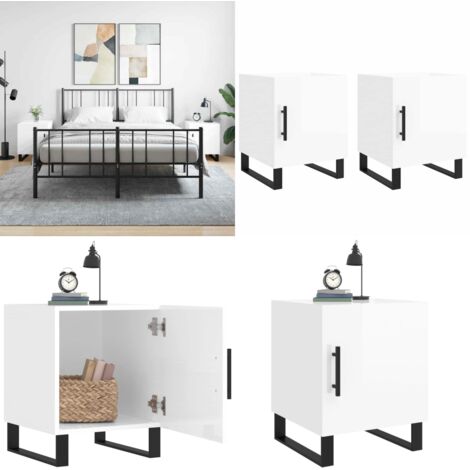 Nachttische 2 Stk. Hochglanz-Weiß 40x40x50 cm Holzwerkstoff - Nachttisch - Holznachtschränke - Wohnzimmermöbel - Schlafzimmerschränke - Sideboard - Home & Living