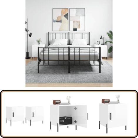 Nachttische 2 Stk. Hochglanz-Weiß 40x40x50 cm Holzwerkstoff - Nachttisch - Holzwerkstoff - Weiß - Wohnzimmer - Schlafzimmereinrichtung