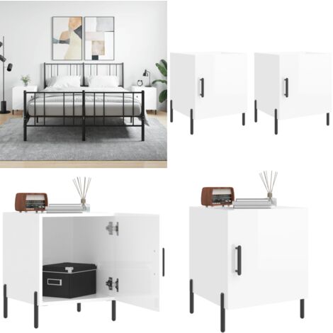 Nachttische 2 Stk. Hochglanz-Weiß 40x40x50 cm Holzwerkstoff - Nachttisch - Holzwerkstoff - Weiß - Wohnzimmer - Schlafzimmereinrichtung - Home & Living