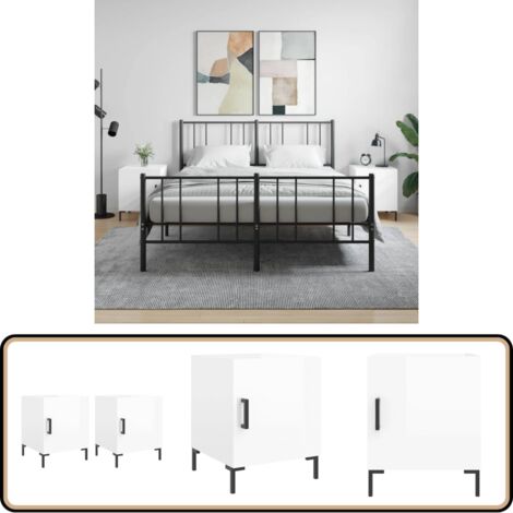 Nachttische 2 Stk. Hochglanz-Weiß 40x40x50 cm Holzwerkstoff - Nachttisch - Wohnzimmer - Beistelltisch - Holzwerkstoff - Weiß