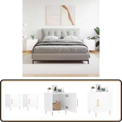 Nachttische 2 Stk. Hochglanz-Weiß 40x40x50 cm Holzwerkstoff - Nachttisch - Wohnzimmermöbel - Holzwerkstoff - Weiß - Modern