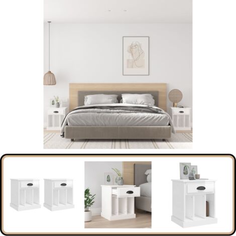 Nachttische 2 Stk. Hochglanz-Weiß 43x36x50 cm - Nachttisch - Wohnzimmer - Beistelltisch - Weißer Nachttisch - Holzwerkstoff
