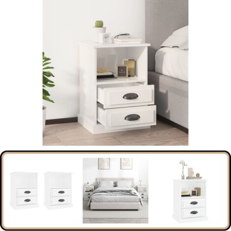 Nachttische 2 Stk. Hochglanz-Weiß 43x36x60 cm - Nachttisch - Wohnzimmermöbel - Schlafzimmerschreibtisch - Holzwerkstoff - Weiß