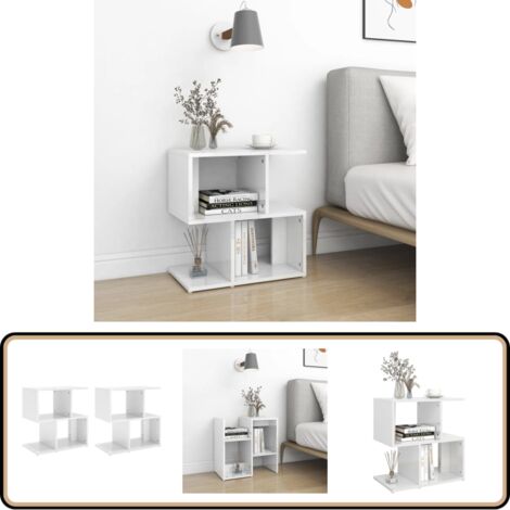 Nachttische 2 Stk. Hochglanz-Weiß 50x30x51,5 cm Holzwerkstoff - Nachttisch - Wohnzimmermöbel - Beistelltisch - Möbelset - Weißes Möbel