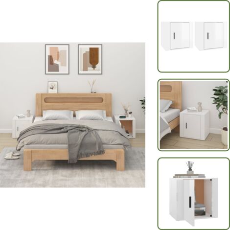 Nachttische 2 Stk. Hochglanz-Weiß 50x39x47 cm - Nachttische - Holzwerkstoff Möbel - Weißer Nachttisch - Wohnzimmer Dekoration - Schlafzimmermöbel