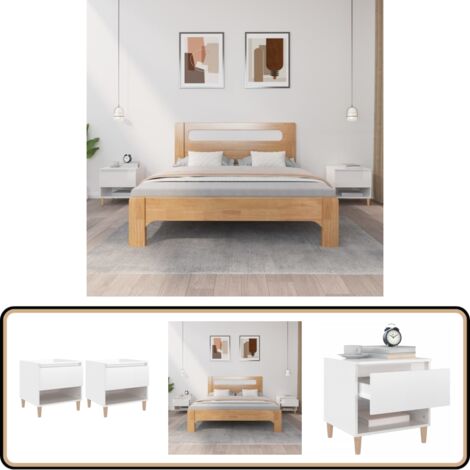 Nachttische 2 Stk. Hochglanz-Weiß 50x46x50 cm Holzwerkstoff - Nachtleuchte - Nachttisch Set - Wohnzimmer Deko - Holz Tisch - Weißer Nachttisch