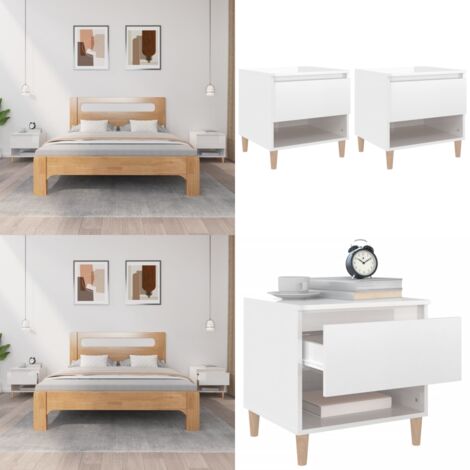 Nachttische 2 Stk. Hochglanz-Weiß 50x46x50 cm Holzwerkstoff - Nachtleuchte - Nachttisch Set - Wohnzimmer Deko - Holz Tisch - Weißer Nachttisch - Home & Living
