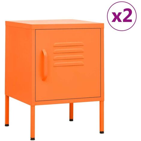 Nachttische 2 Stk. Orange 35x35x51 cm Stahl